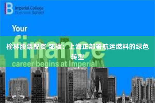 榆林股票配资 邹骥：上海正部署航运燃料的绿色转型