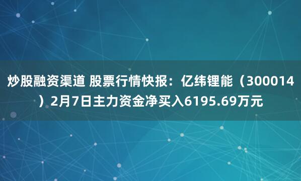 炒股融资渠道 股票行情快报：亿纬锂能（300014）2月7日主力资金净买入6195.69万元