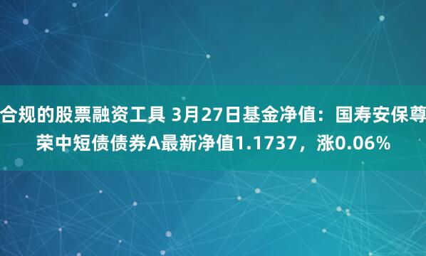 合规的股票融资工具 3月27日基金净值：国寿安保尊荣中短债债券A最新净值1.1737，涨0.06%