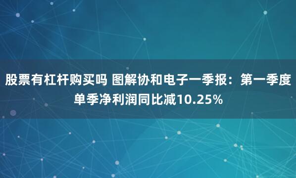 股票有杠杆购买吗 图解协和电子一季报：第一季度单季净利润同比减10.25%