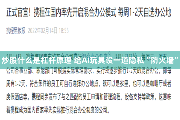 炒股什么是杠杆原理 给AI玩具设一道隐私“防火墙”